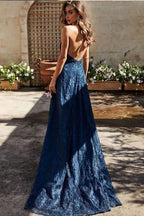 A-Line Halter Neck Split Prom Dress