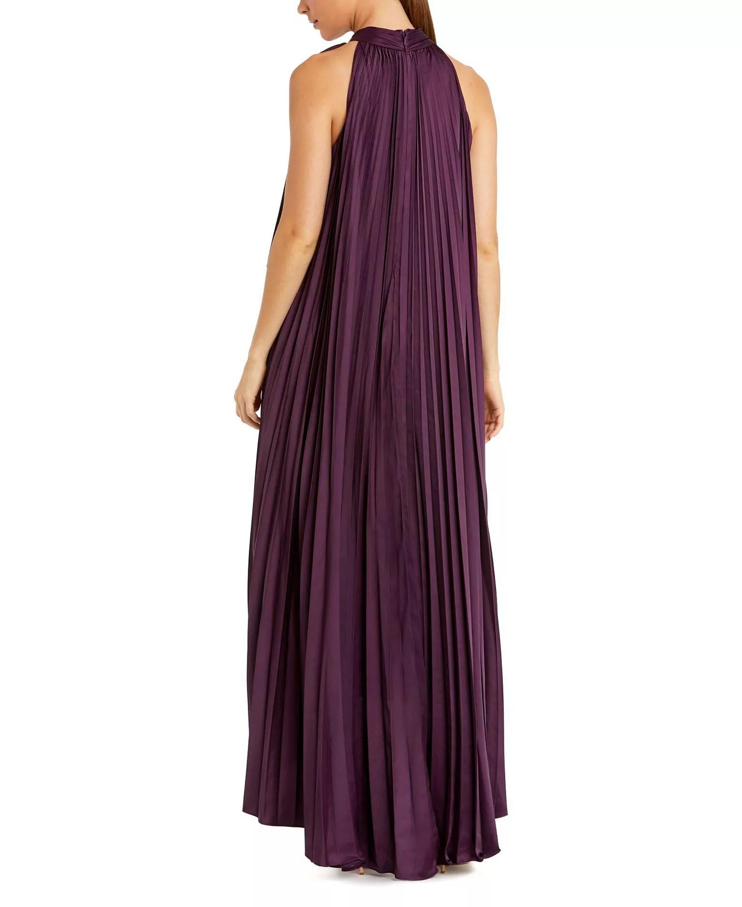 Glamorous A Line Halter Neck Pleated Bodice Bow Back Hi Low For Women Prom Dress ﻿