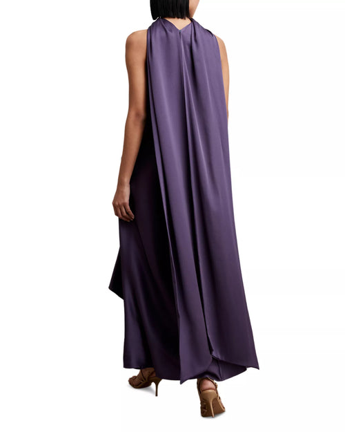 Glamorous A Line Halter Neck Sleeveless Cape Back High Low Prom Dress