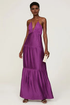 Glamorous A Line Plunge Neck Sleeveless Cutout Back Floor Length Plus Size Prom Dress