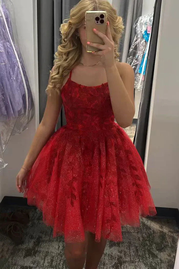 A-Line Square Neck Sleeveless Mini Homecoming Dress