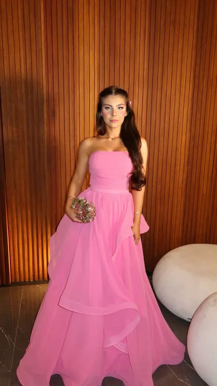 A-Line Strapless Sleeveless Maxi Prom Dress