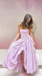 A-Line Strapless Sleeveless Maxi Prom Dress