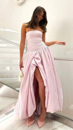A-Line Strapless Sleeveless Maxi Prom Dress