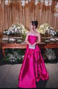 A-Line Strapless Sleeveless Ruffles Floor-Length Evening Gown