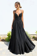Glamorous A-Line Sweetheart Spaghetti Strap Lace Up Back Floor Length Prom Dress