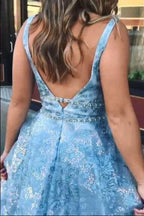 A-Line V Neck Sleeveless Maxi Prom Dress