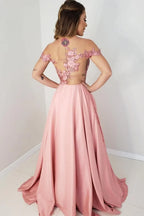 Ball Gown Off Shoulder 3D Floral Maxi Prom Dress