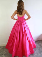 Ball Gown Strapless Bow Detail Maxi Prom Dress