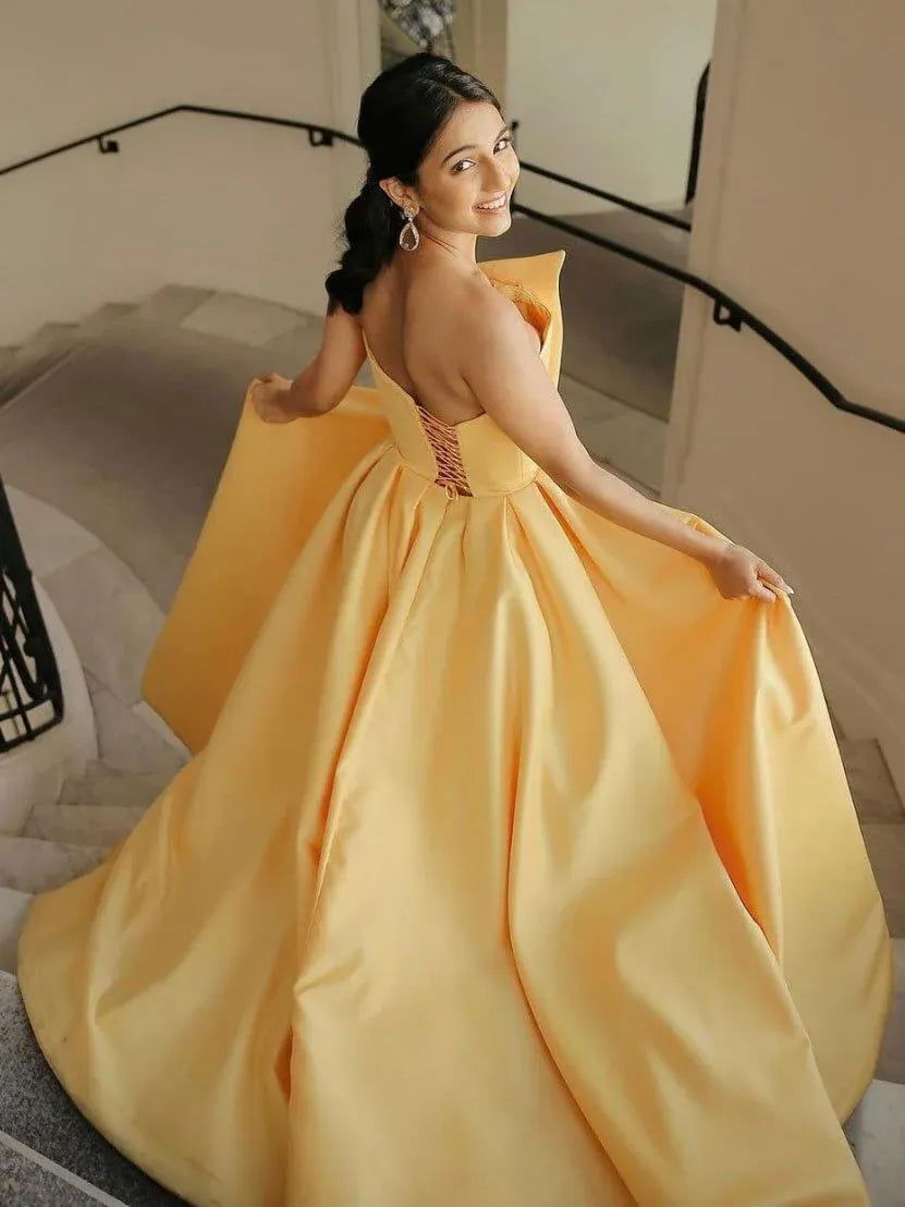 Ball Gown Strapless High Slit Maxi Prom Dress