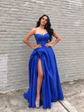 Ball Gown Strapless Maxi Prom Dress with Slit