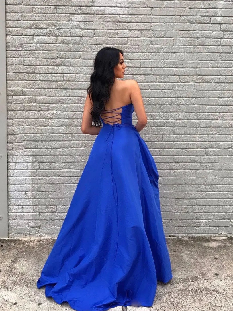 Ball Gown Strapless Maxi Prom Dress with Slit