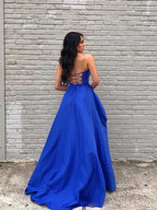 Ball Gown Strapless Maxi Prom Dress with Slit