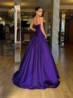 Ball Gown Strapless Sweetheart Corset Evening Dress With Train