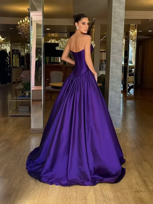 Ball Gown Strapless Sweetheart Corset Evening Dress With Train