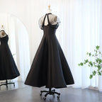 Ballgown Off-The-Shoulder Short Sleeve Sheer Evening Dress With Train