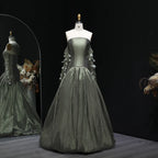 Ballgown Strapless Sleeveless Backless Textured Evening Dress With Train