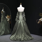 Ballgown Strapless Sleeveless Backless Textured Evening Dress With Train