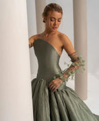 Ballgown Strapless Sleeveless Backless Textured Evening Dress With Train