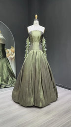 Ballgown Strapless Sleeveless Backless Textured Evening Dress With Train