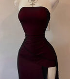 Bodycon Strapless Sleeveless Midi Prom Dress