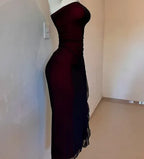 Bodycon Strapless Sleeveless Midi Prom Dress