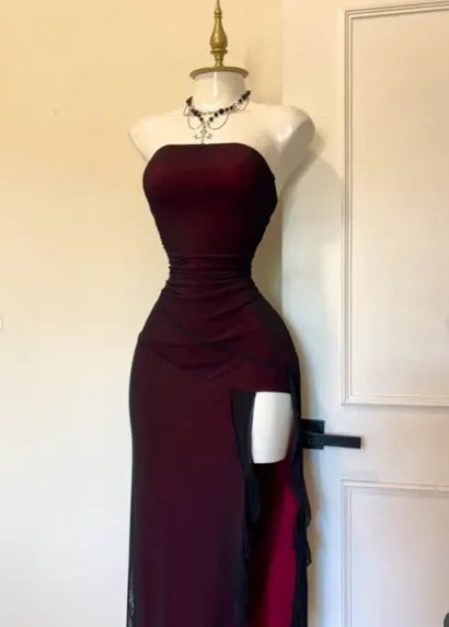 Bodycon Strapless Sleeveless Midi Prom Dress