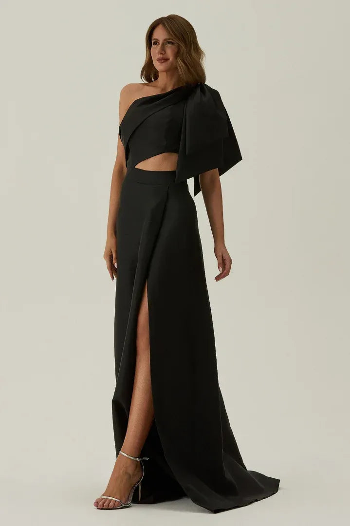 Fitted Sheath One Shoulder Sleeveless Open Back Cutout Split Train Evening Dress