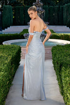 Glamorous Fitted Sweetheart Off-Shoulder Open Back Floor Length Prom Dress