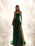 Halter Neck Ruched High Slit Maxi Dress with Oversized Bow Train