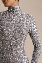 Glamorous Like Mermaid High Neck Long Sleeve Zip Back Floor Length Evening Dress