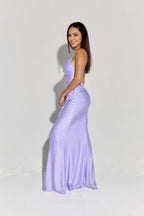 Glamorous Mermaid Cowl Neck Spaghetti Strap Open Back Floor Length Prom Dress
