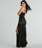 Glamorous Mermaid Cowl Neck Spaghetti Strap Zipper Back Floor Length Prom Dress