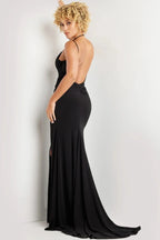 Glamorous Mermaid Crisscross Halter Sleeveless Open Back Train Floor Length Prom Dress