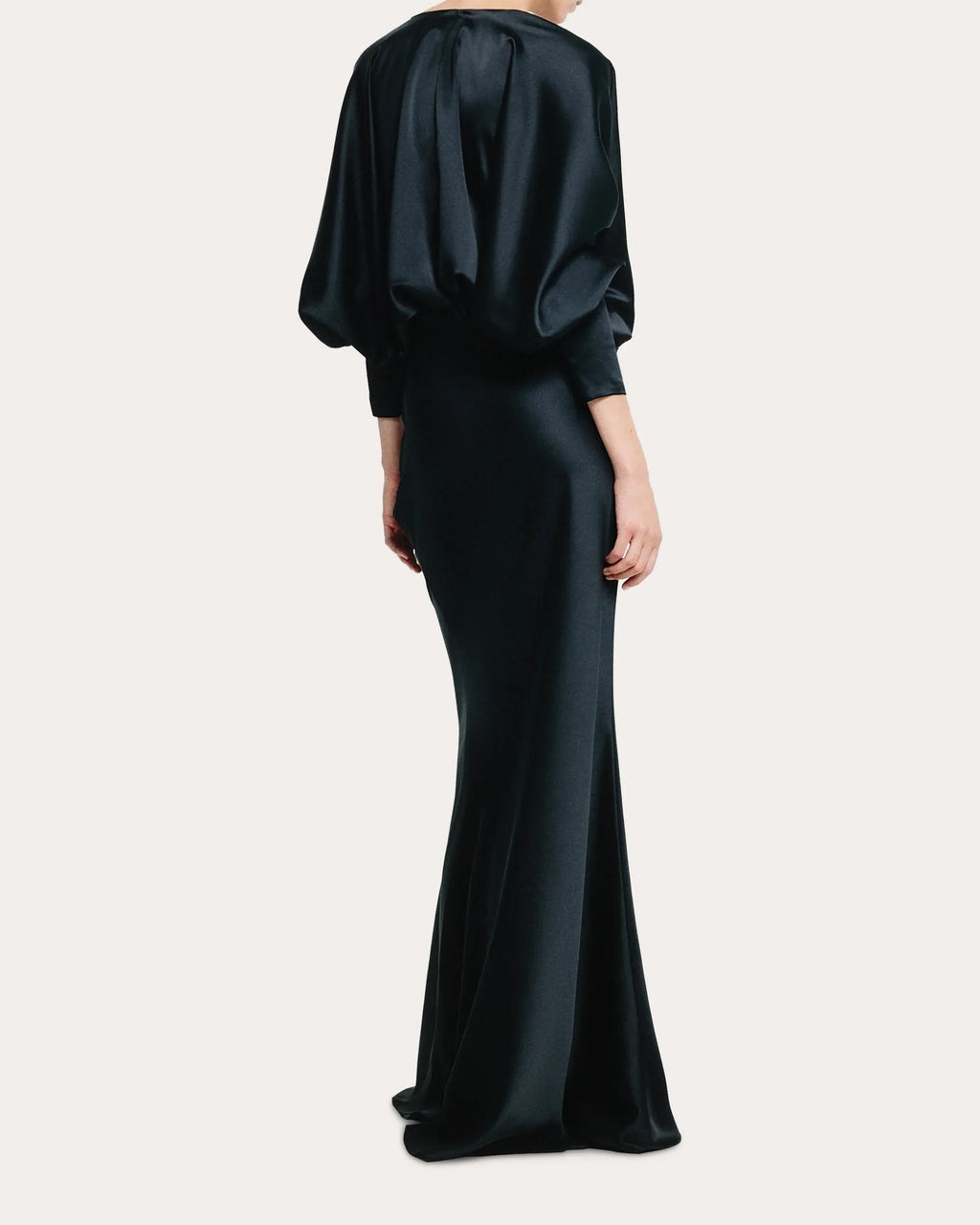Glamorous Mermaid Deep V Neck Puff Sleeve Ruched Back Floor Length Female Prom Dress