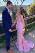 Mermaid Deep V Neck Sleeveless Maxi Prom Dress