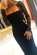 Mermaid Long Sleeve Sheer Backless Bow Detail Evening Dress With Train