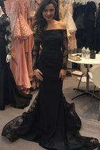 Mermaid Off Shoulder Long Sleeve Maxi Prom Dress