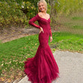 Mermaid Off Shoulder Long Sleeve Maxi Prom Dress