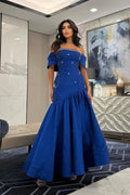 Mermaid Off-The-Shoulder Beaded Evening Dress With Ruffle Hem