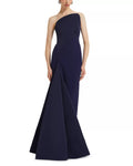 Glamorous Mermaid One Shoulder Sleeveless Dramatic Train Floor Length For Ladies Prom Dress