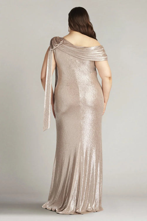 Glamorous Mermaid One Shoulder Sleeveless Draped Back Floor Length Plus Size Evening Dress