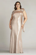 Glamorous Mermaid One Shoulder Sleeveless Draped Back Floor Length Plus Size Evening Dress