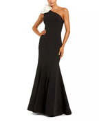 Glamorous Mermaid One Shoulder Sleeveless Floral Accent Floor Length For Ladies Prom Dress