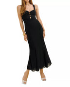 Glamorous Mermaid Square Neck Cutout Front Sleeveless Ruched Back Midi Length Prom Dress
