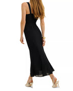 Glamorous Mermaid Square Neck Cutout Front Sleeveless Ruched Back Midi Length Prom Dress