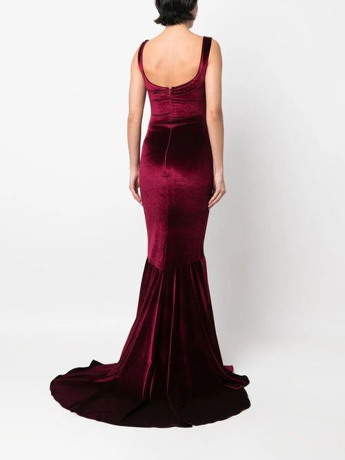 Glamorous Mermaid Square Neck Sleeveless Zipper Back Train Floor Length Prom Dress