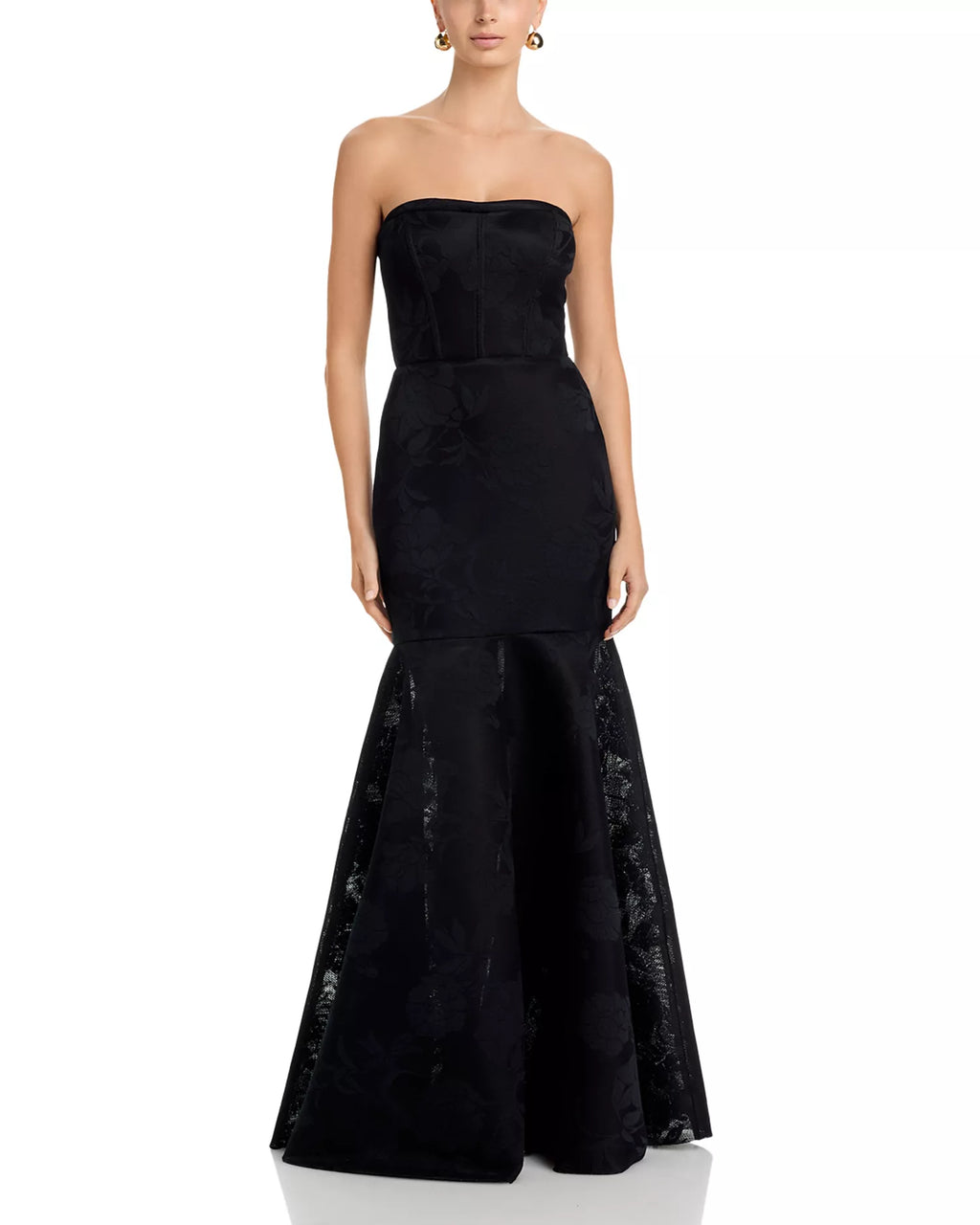 Glamorous Mermaid Strapless Embroidered Bodice Zipper Back Floor Length For Ladies Prom Dress