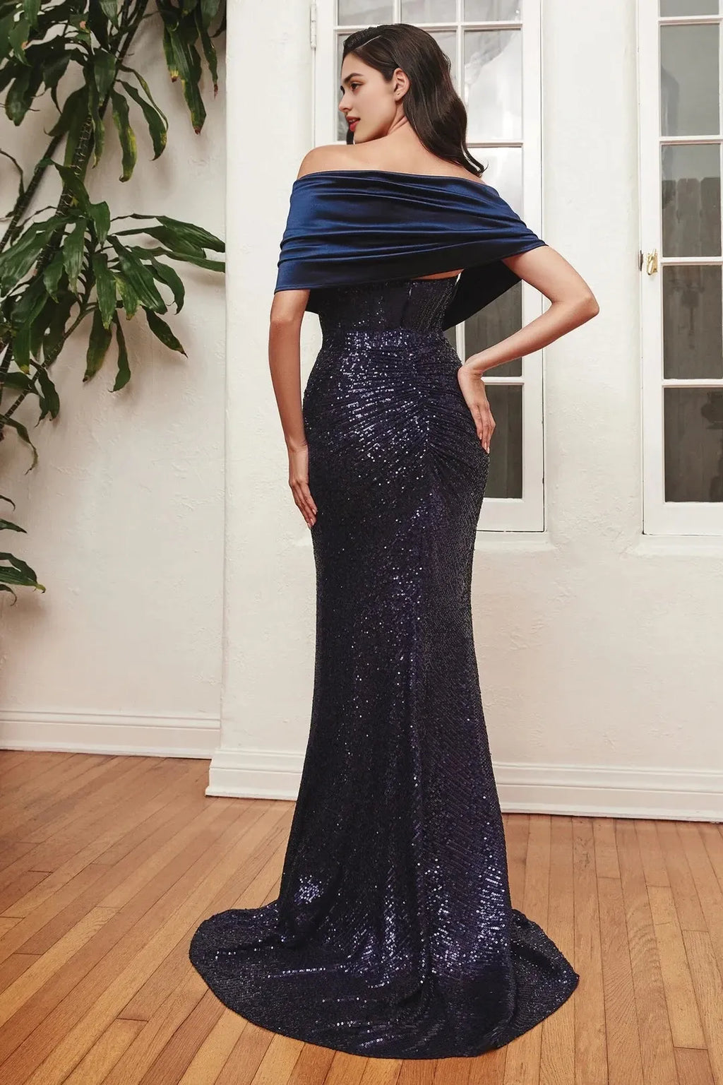 Glamorous Mermaid Sweetheart Convertible Cape Sleeve Open Back Floor Length Prom Dress