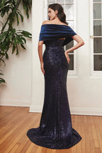 Glamorous Mermaid Sweetheart Convertible Cape Sleeve Open Back Floor Length Prom Dress